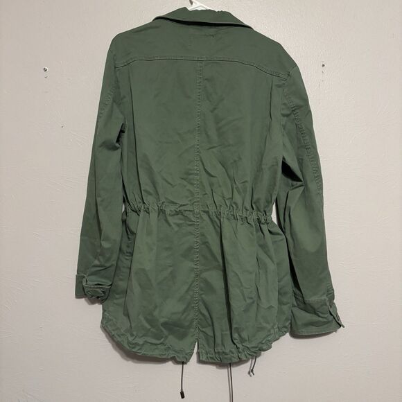 Victoria Secret Utility Jacket Woman LARGE Green Army Style Pockets Zip Cinch - Picture 3 of 7
